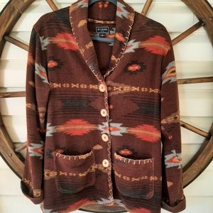 Women's Bit & Bridle Cowgirl Aztec Indian Blanket Sweater Cardigan Medium